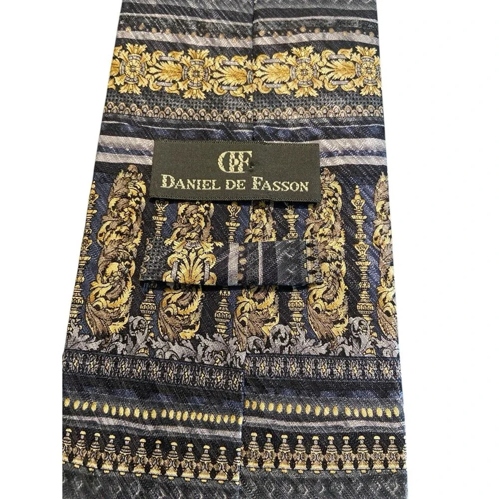 Daniel de Fasson Blue & Gold  Silk Tie‎